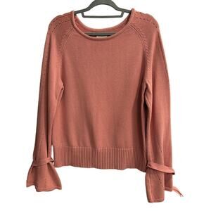 Sundance Size Large L Dusty Rose Color Bell Cuffs Cotton Wool Sweater